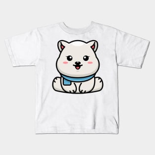 Cute baby polar bear sitting cartoon illustration Kids T-Shirt